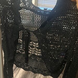 SHEIN Black Crochet Blouse